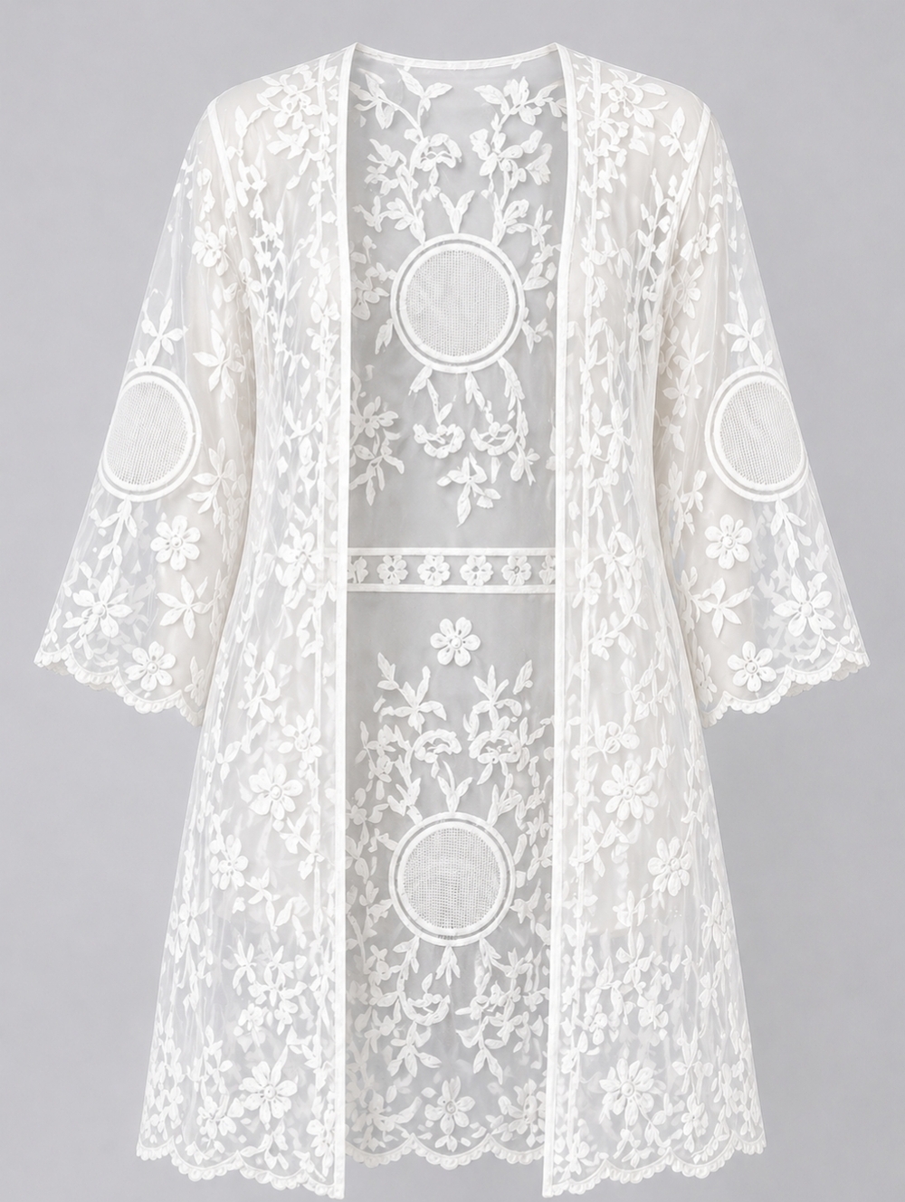 Soft Surroundings White Lace Kimono Duster Cardigan Sz M Romantic Cottagecore